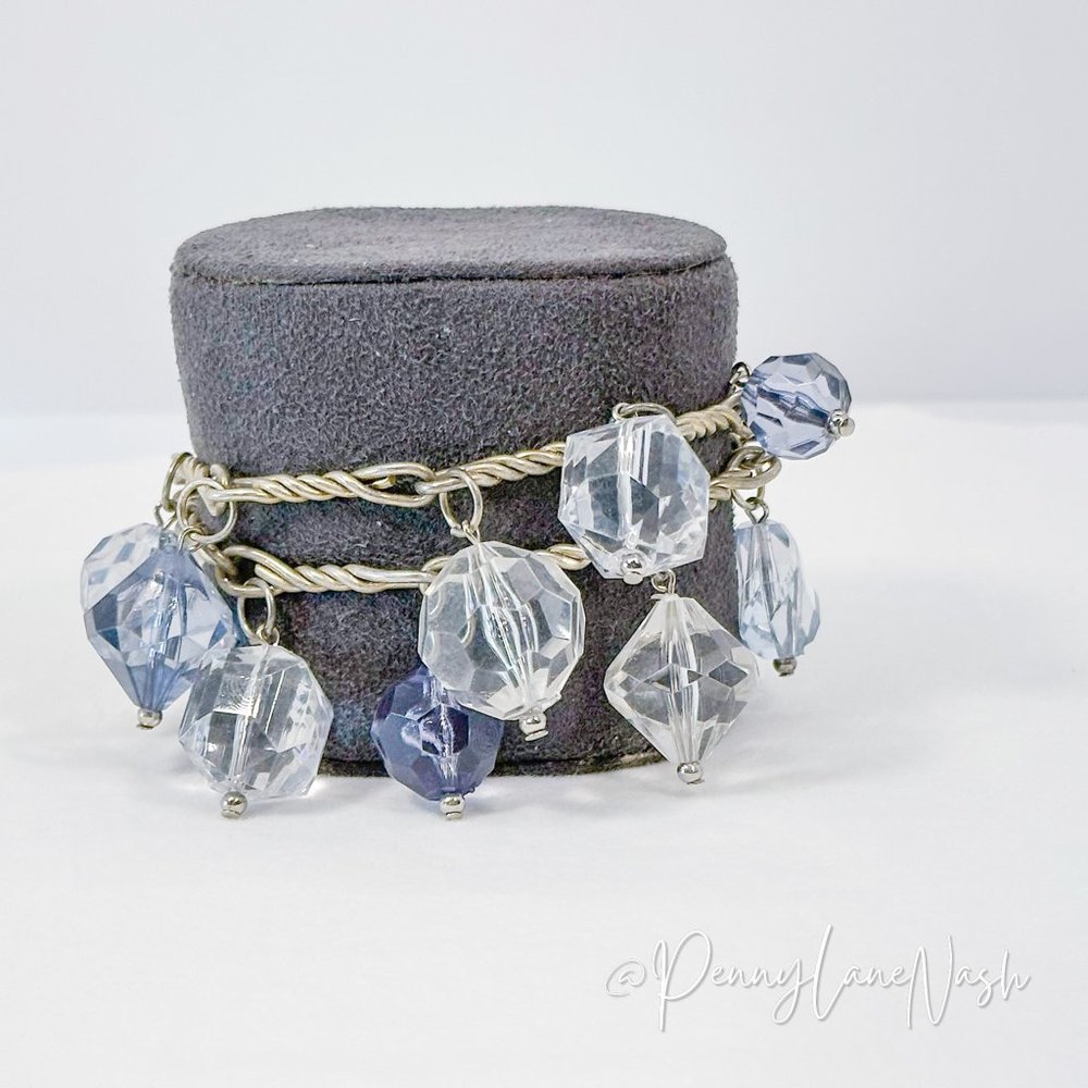 Vintage Blue Bead Cascade Charm Bracelet